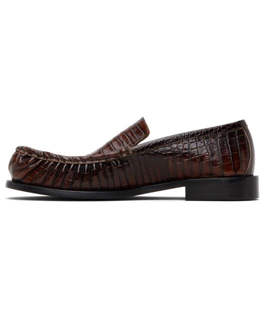 Dries Van Noten Black Embossed Leather Loafers for men
