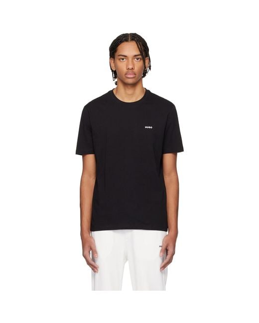HUGO Black Logo-Print Cotton Jersey T-Shirt for men