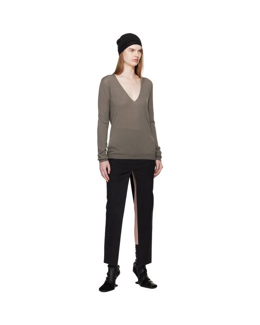 Rick Owens Black Temple V Neck Pull Sweater