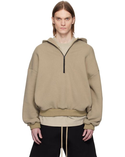 Fear Of God Natural Cotton Cashmere Fleece Half Zip Hoodie for men