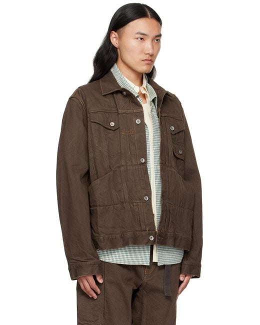 Sacai Brown Cotton Denim Jacket for men