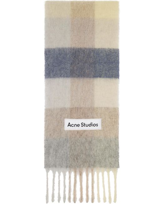 Acne Black Mohair Checked Scarf for men