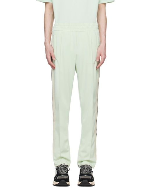 Palm Angels White Green Striped Track Pants for men