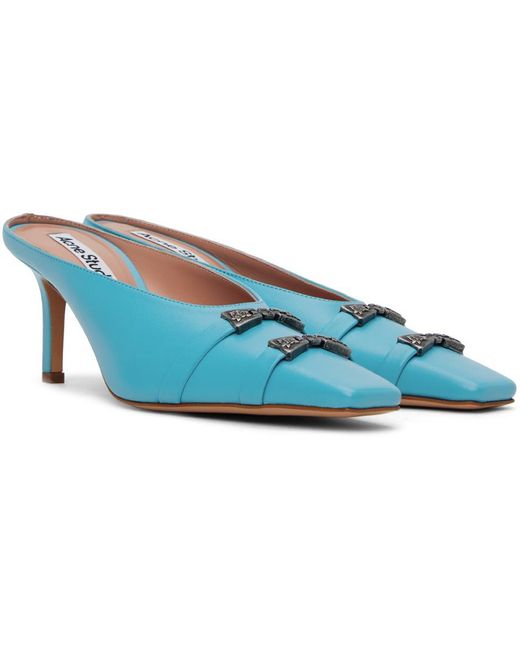 Acne Blue Bow Buckle Mules
