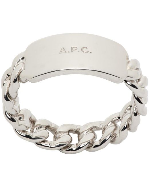A.P.C. Metallic . Silver Darwin Ring for men