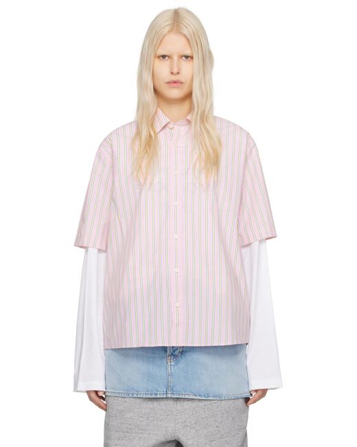 Acne White Pink Stripe Shirt