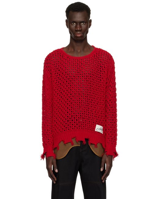 メンズ ANDERSSON BELL レッド ダメージ プルオーバー Red
