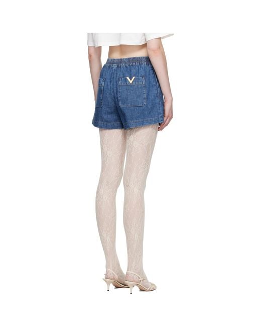 Valentino Blue Denim Chambray Shorts
