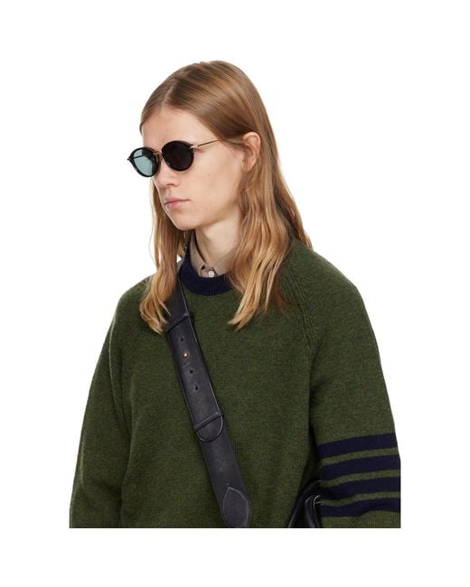 Thom Browne Black Acetate & Titanium Round Sunglasses for men