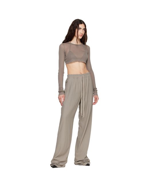 Rick Owens Brown Taupe Tower Ls Crop T-Shirt
