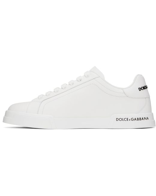 メンズ Dolce & Gabbana ホワイト Portofino ナッパカーフスキン スニーカー Black