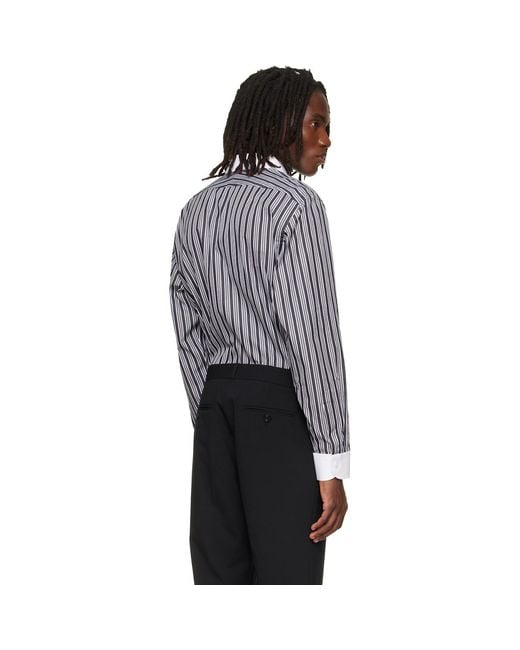 Tom Ford Gray Poplin Stripe Classic Fit Shirt for men