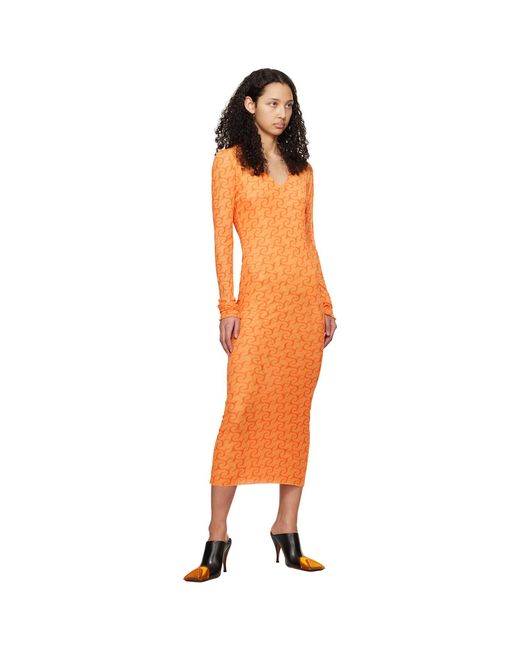 Jade Cropper Orange Printed Midi Dress