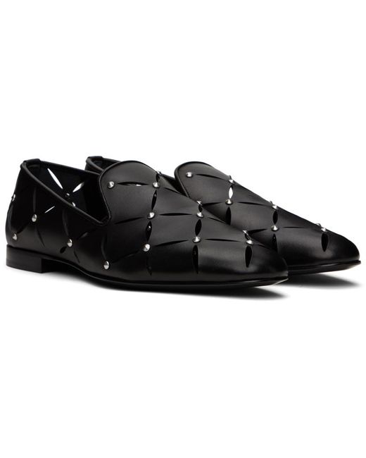 Versace Black Perforated Slippers for men
