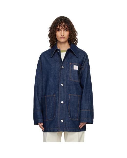 AMI Blue Cotton Heritage' Label Worker Jacket