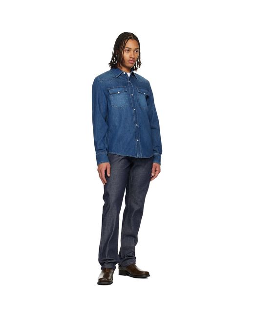 A.P.C. Blue Western Denim Shirt for men
