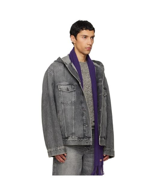 Acne Black Hooded Denim Jacket for men