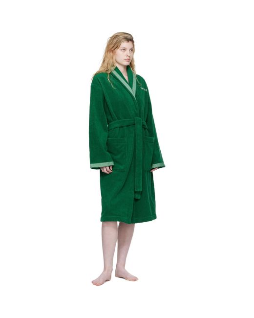 Versace Green Cotton-Terry Jacquard Bathrobe