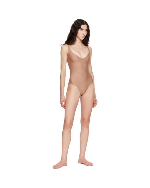 Skims Natural Body Unlined Plunge Thong Bodysuit