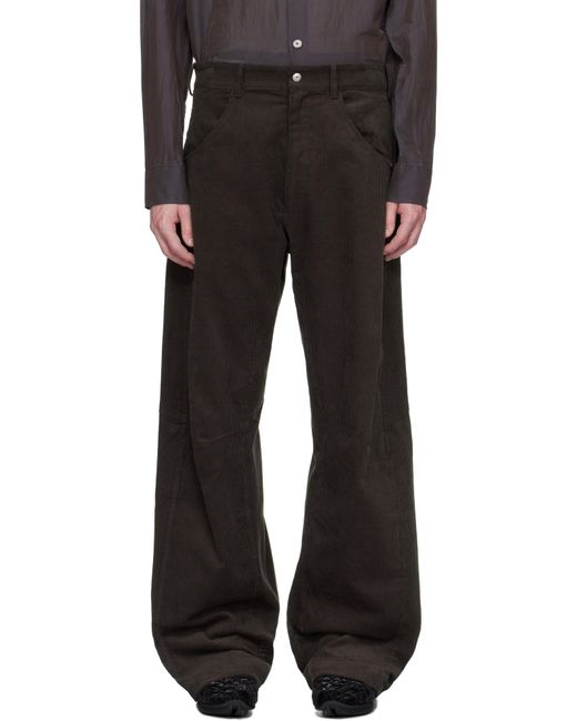 Omar Afridi Knee Darted Flare Micro Cord Trousers in Black for Men