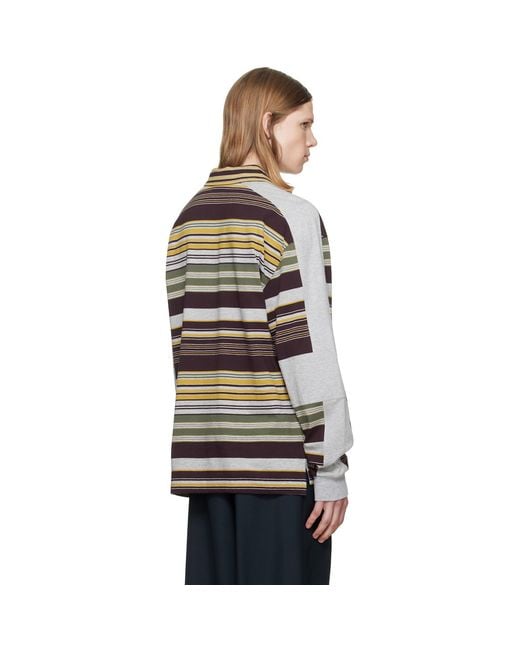 Dries Van Noten Multicolor Burgundy & Striped Cotton Polo for men