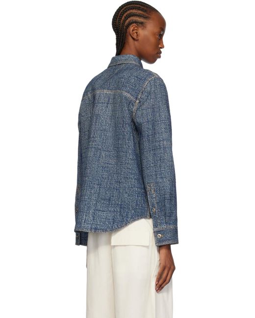 Bottega Veneta Blue Indigo Textured Shirt