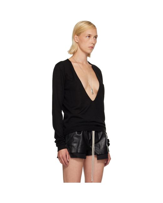 Rick Owens Black Tower Extreme V-Neck Sweater