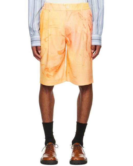 Feng Chen Wang Orange Phoenix Shorts for men