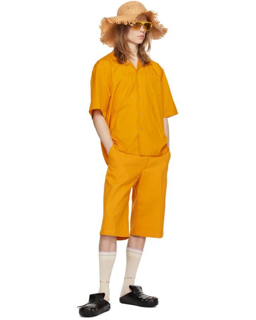 Marni Orange Printed Shirt for men