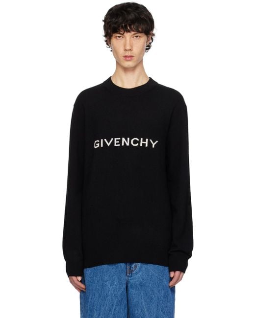 Pull noir à logo en tricot jacquard Givenchy pour homme en coloris Black