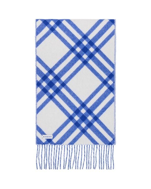 Burberry Blue Check Cashmere Scarf