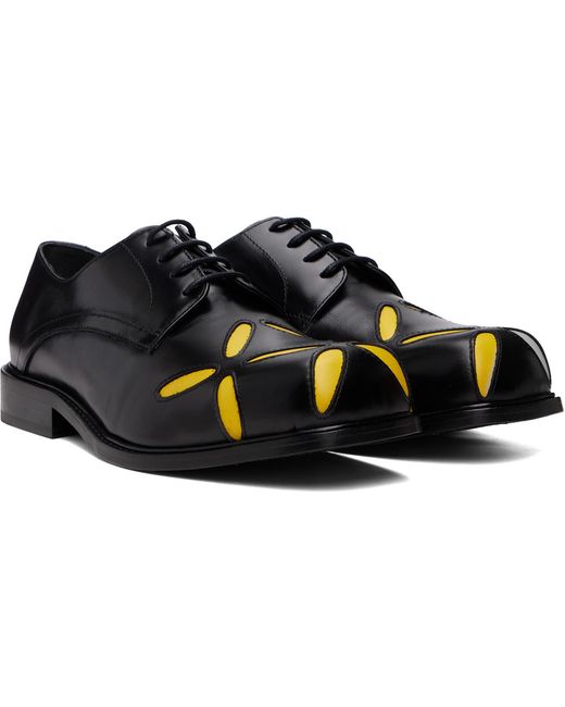 STEFAN COOKE Black Slashed Square Toe Derbys for men