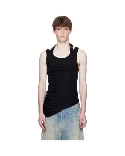 Jean Paul Gaultier Twisted Double Layered Tank Top in Black for