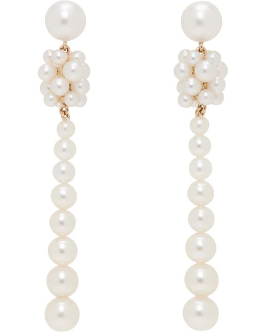 Sophie Bille Brahe White Colonna Perle Earrings