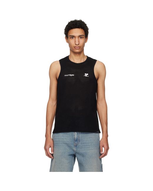Courreges Black Printed Mesh Tank Top for men