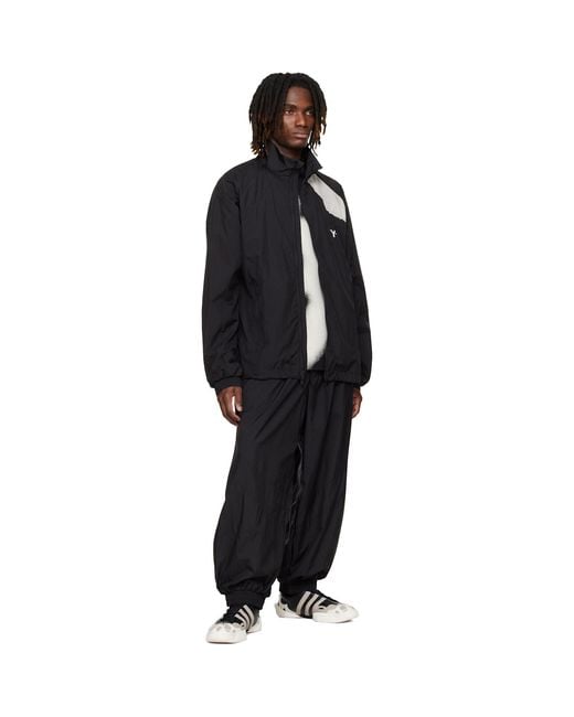 Y-3 Black Raw Edge 3 Stripes Nylon Shell Jacket for men