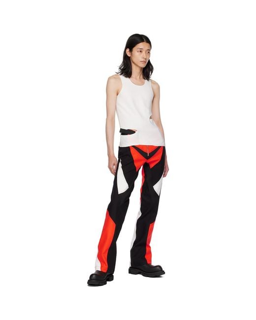 Dion Lee Red White Cutout Tank Top for men