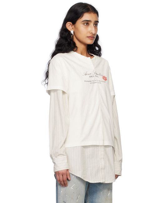 T-Shirt Étagé Blanc Cassé Acne en coloris White