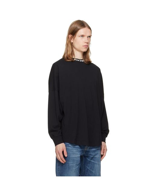 Palm Angels Black Classic Logo Long-Sleeved Over T-Shirt for men