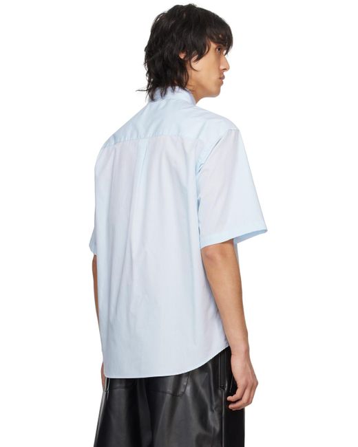 Undercover White Blue Embroidered Shirt for men