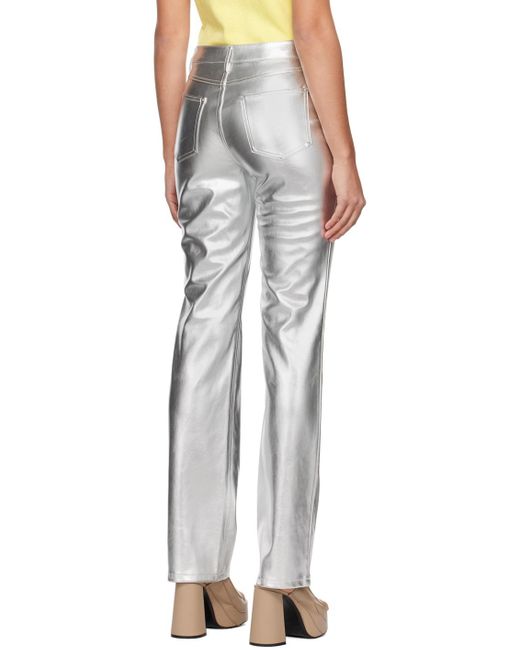 Staud Multicolor Silver Chisel Faux-leather Trousers