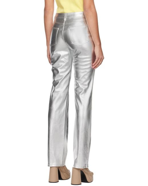 Pantalon chisel argenté en cuir synthétique Staud en coloris Multicolor