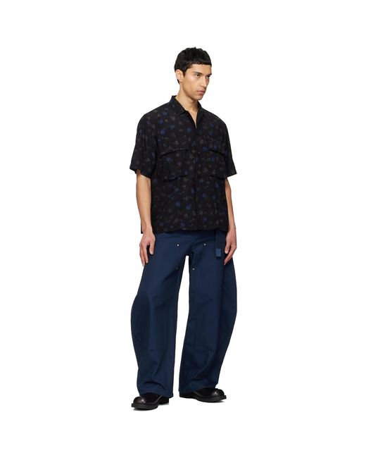 Sacai Black Overdyed Floral Print Shirt for men