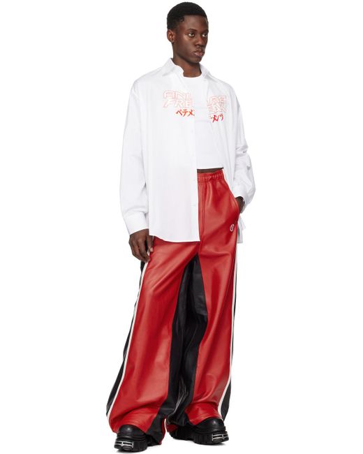 Pantalon rouge et noir en cuir à passepoils Vetements pour homme en coloris Red