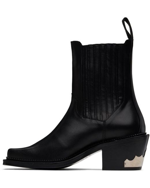 Toga Virilis Black Leather Chelsea Boots for men