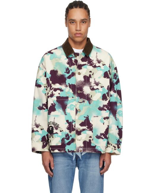 A Bathing Ape Multicolor Map Camo Work Jacket for men