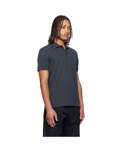 Moncler Black 'Matt' Logo Short Sleeve Polo for men