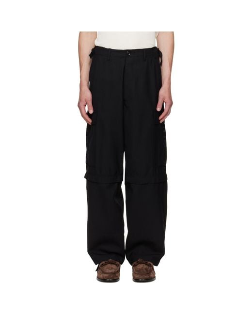 vowels Black Solid Cargo Pants for men
