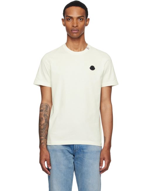 メンズ Moncler オフホワイト 半袖Tシャツ Black