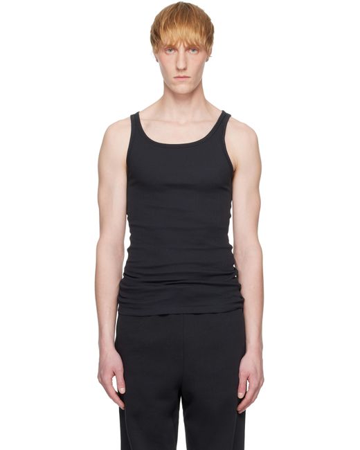 メンズ Skims ブラック Cotton リブタンクトップ 3枚セット Black
